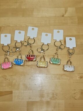 Crystal-Trim Purse Keychains Nwt